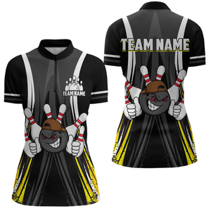Custom Funny Bowling Women Shirts Bowling Uniform Polo & 1/4 Zip Bowling Team Jerseys HNT101