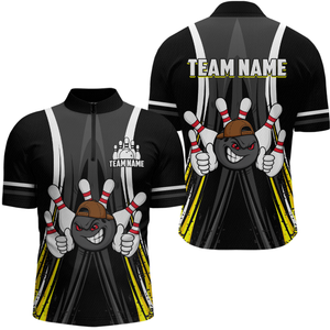 Custom Funny Bowling Men Shirts Bowling Uniform Polo & 1/4 Zip Bowling Team Jerseys HNT101