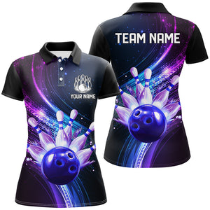 Purple Galaxy Bowling Jersey Men Women Custom Bowling Team Shirts Unisex Bowling Polo Quarter-zip CP28
