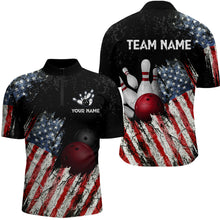 Load image into Gallery viewer, American Flag Bowling Jersey Men And Women Custom Bowling Team Shirts Unisex Bowling Polo Quarter-zip CP25