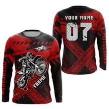 Load image into Gallery viewer, Adult&amp;Kid Custom Red Motocross Jersey for Men Women Upf30+ Extreme Dirt Bike Shirt| CTP75