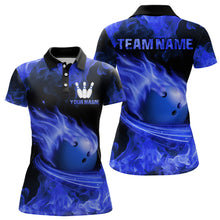 Load image into Gallery viewer, Blue Flame Bowling Jersey Men And Women Custom Bowling Shirts Unisex Polo Bowling Team Shirt CP07
