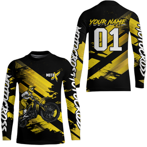 Adult&Kid Yellow Custom Dirt Bike Jersey Motocross Jersey Upf30+ Motocross Shirt| CTP79