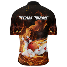 Load image into Gallery viewer, Custom Flame Bowling Jersey For Men Bowling Shirt Team Bowling Quarter-Zip Shirt CP10