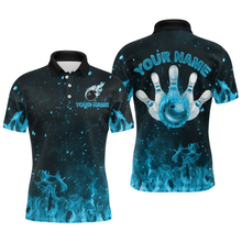 Load image into Gallery viewer, Blue Flame Bowling Jersey Men And Women Custom Bowling Shirts Unisex Polo Bowling Team Shirt CP21