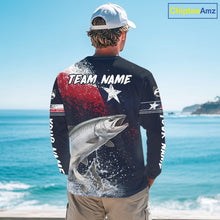 Load image into Gallery viewer, Custom Vintage Chinook Salmon Long Sleeve Patriotic Fishing Shirt For Men, Salmon Texas Flag Fishing Shirt NHT765