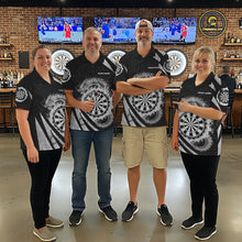 Load image into Gallery viewer, Silver Flames Dragon Dartboard Men Darts Quarter-Zip Shirt Custom Dragon Team Dart League Shirt NYN2069