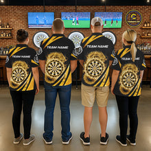 Load image into Gallery viewer, Gold Flames Dragon Dartboard Men Darts Quarter-Zip Shirt Custom Dragon Team Dart League Shirt NYN2068