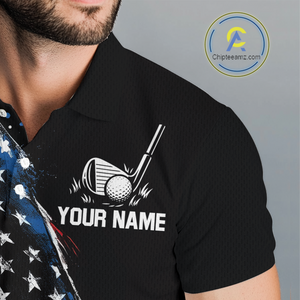 Black American Flag Golf Clubs Mens Golf polo shirts custom team name patriotic golf outfit for men NQS9871