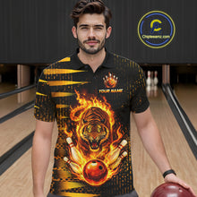 Load image into Gallery viewer, Custom Flame Tiger Bowling Team Jersey Bowling Shirt for Men Bowling League Polo &amp; 1/4 Zip HNT201