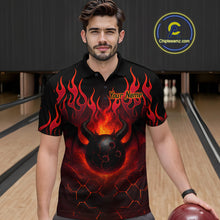 Load image into Gallery viewer, Red Flame Demon Bowling Ball Shirt for Men Custom Bowling Team Jersey Bowling Outfit Polo &amp; Quarter-Zip QZT758