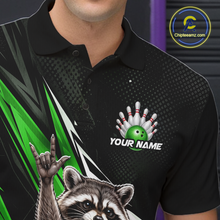 Load image into Gallery viewer, Custom Green Raccoon Bowling Jersey for Men Bowling Team Shirts Bowling Polo &amp; 1/4 Zip HNT254