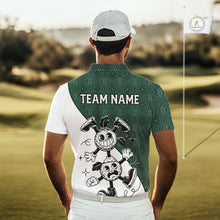Load image into Gallery viewer, Green White Funny Golf Ball Pattern Mens Golf Polo Shirts Custom Golf Outfits Men, Green Golf Tops NHT784