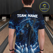 Load image into Gallery viewer, Blue Thunder Lightning Bowling Shirt for Men Bowling League Jersey Polo &amp; Quarter-Zip Bowling Outfit QZT932