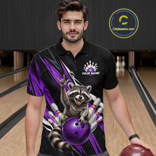Load image into Gallery viewer, Custom Purple Raccoon Bowling Jersey for Men Bowling Team Shirts Bowling Polo &amp; 1/4 Zip HNT254