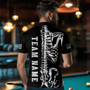 Custom Skull Bone 8 Ball Billiard Shirts for Men Billiard Team Jerseys Polo & 1/4 Zip Shirts NNT47