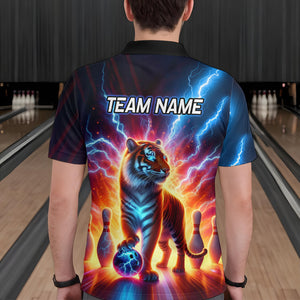 Custom Tiger Bowling Jersey Thunder Bowling Team Shirt Polo Bowling for Men Women QZT637