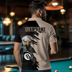 Funny US Flag Eagle Billiard Jersey for Men Billiard Shirt Billiard Gifts Polo & 1/4 Zip NNT14