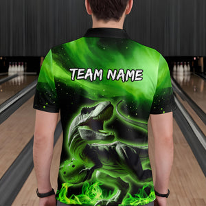 Personalized Green Dinosaur Bowling Shirt Bowling Polo Team League for Men Women QZT666