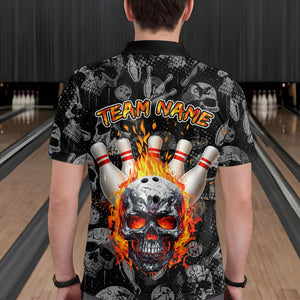 Men Skull Custom Bowling Team Shirts Unisex Bowling Men Short Sleeve Polo & Quarter-Zip HNT42