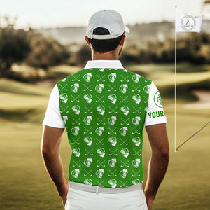 Green and white golf pattern Mens Golf polo shirts custom name golf beer outfit men golf clothes NQS9861