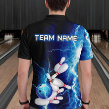 Load image into Gallery viewer, Blue Thunder Bowling Shirt for Men Custom Polo &amp; Quarter-Zip Team Bowling Jersey Bowling Team Shirt HNT22