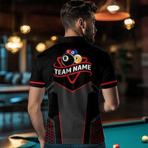 Personalized Billiard 8 Ball & 9 Ball Pool Polo, 1/4 Zip For Men Custom Team Billiard Jerseys |Red TDM3547