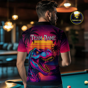 Custom Neon Dinosaur 8 Ball Billiard Shirt for Men Polo & Quarter-Zip Billiard Team Jerseys NNT81