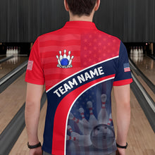 Load image into Gallery viewer, Personalized US Flag Bowling Jersey for Men Bowling Gifts Bowling Team Jersey with Name Polo &amp; 1/4 Zip HNT28