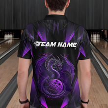 Load image into Gallery viewer, Purple Dragon Personalized Bowling Shirts For Men, Bowling Team Shirt Polo &amp; Quarter-Zip HNT40