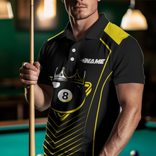 Load image into Gallery viewer, Customized Yellow 8 Ball Pool Crown Men&#39;s Billiard Shirts, Billiard Team Shirts Polo &amp; 1/4 Zip Shirts NNT37