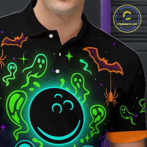 Custom Neon Bowling Team Shirt Halloween Polo & Quarter-Zip Bowling Jersey for Men QZT731