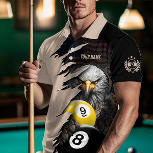 Personalized American Flag Eagle 8 & 9 Billiard Jersey for Men Billiard Shirt Polo & 1/4 Zip NNT38