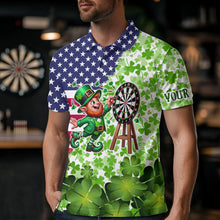 Load image into Gallery viewer, American flag St Patrick day shamrock pattern custom St Patrick Team Darts Shirts For Men NQS9582