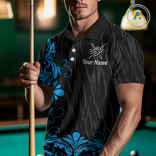 Load image into Gallery viewer, Custom Blue Baroque Pattern Ball Pool Billiard Shirts for Men Team Polo &amp; 1/4 Zip Shirts NNT60