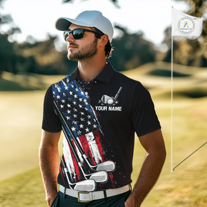 Black American Flag Golf Clubs Mens Golf polo shirts custom team name patriotic golf outfit for men NQS9871