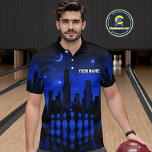 Load image into Gallery viewer, Blue Bowling Custom Men Bowling Shirt Polo &amp; Quarter-Zip Bowling Team Jerseys HNT66