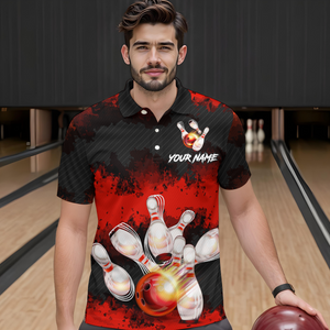 Customize Red Bowling Shirts for Men Women Team Bowling Polo & 1/4 Zip Shirts MBL81