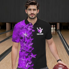 Load image into Gallery viewer, Purple Butterfly Bowling Polo Shirts For Men Women Custom Bowling Jersey Team BDT505