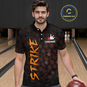Custom Strike Red Bowling Men Bowling Shirt Polo & Quarter-Zip Bowling Team Jerseys HNT79