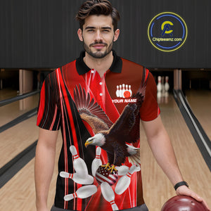 Custom Red Eagle Bowling Shirt for Men Women Team Bowling Polo Shirts & 1/4 Zip MBL95