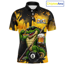 Load image into Gallery viewer, Custom Beer Alligator 8 Ball Pool Shirts Billiard Shirt for Men Billiard Team Jersey Billiard League NNT182