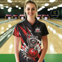 Load image into Gallery viewer, Custom Red Raccoon Bowling Jersey for Women Bowling Team Shirts Bowling Polo &amp; 1/4 Zip HNT254