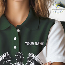 Load image into Gallery viewer, Green White Funny Golf Ball Pattern Womens Golf Polo Shirts Custom Golf Outfits Ladies, Green Golf Tops NHT785