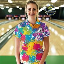 Load image into Gallery viewer, Custom Colorful Bowling Women Shirts Bowling Uniform Polo &amp; 1/4 Zip Bowling Team Jerseys HNT104