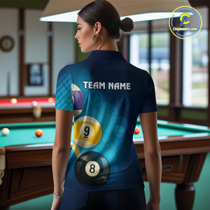 Custom 8 Ball Billiard Shirts for Women Billiard Team Shirts Billiard Uniform Polo & 1/4 Zip Shirt NNT76