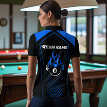 Load image into Gallery viewer, Customized Blue 8 Ball Pool Crown Women&#39;s Billiard Shirts, Billiard Team Shirts Polo &amp; 1/4 Zip Shirts NNT37