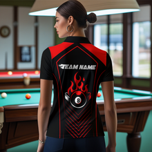 Load image into Gallery viewer, Customized Red 8 Ball Pool Crown Women&#39;s Billiard Shirts, Billiard Team Shirts Polo &amp; 1/4 Zip Shirts NNT37