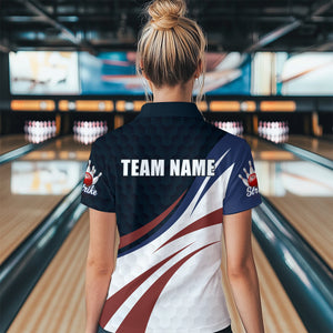 Personalized Red Blue & White Bowling Shirt Patriotic Polo Bowling Jersey for Men & Women QZT677