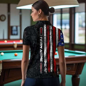 American Flag Billiard Shirt Funny Eagle Billiard Jersey Billiard for Women Polo & 1/4 Zip Shirt NNT06